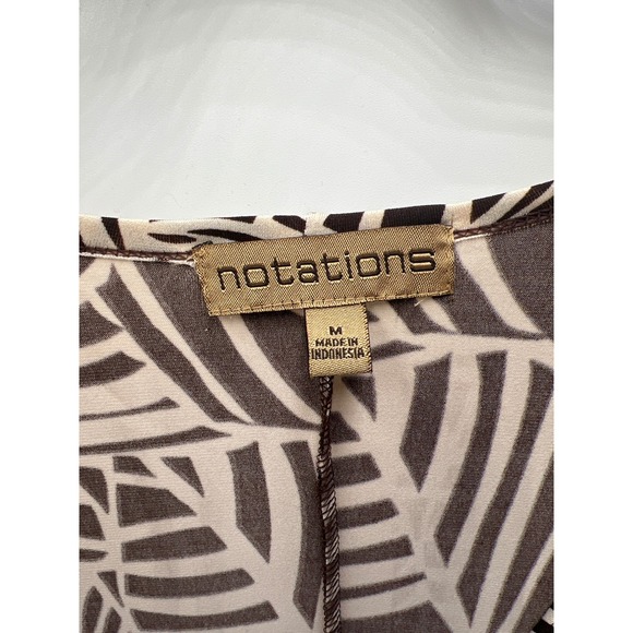 Notations Brown Cream Palm Leaf Twist Front V-Neck Midi Dress MITD0135 Mens M - Picture 3 of 7